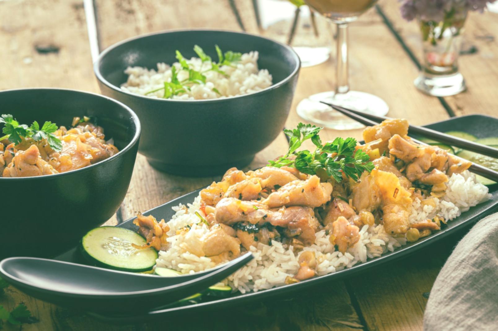 Finished home-cooked meal on a wooden table